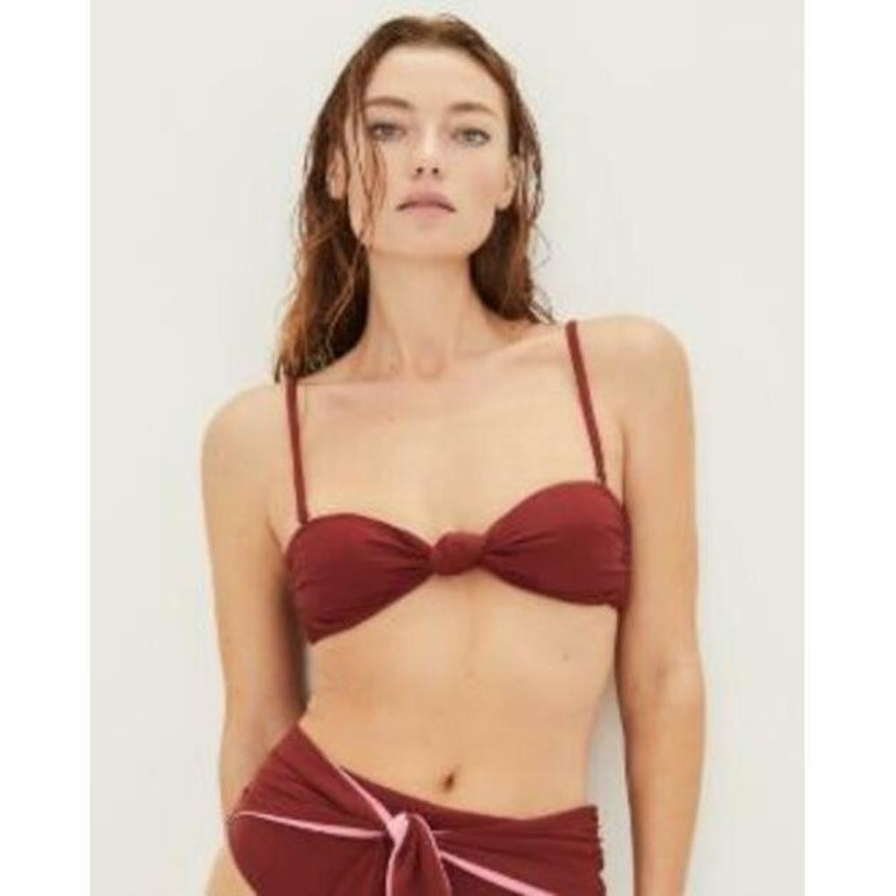 Veronica Beard Women's Gilly Bikini Top Deep Brick XL